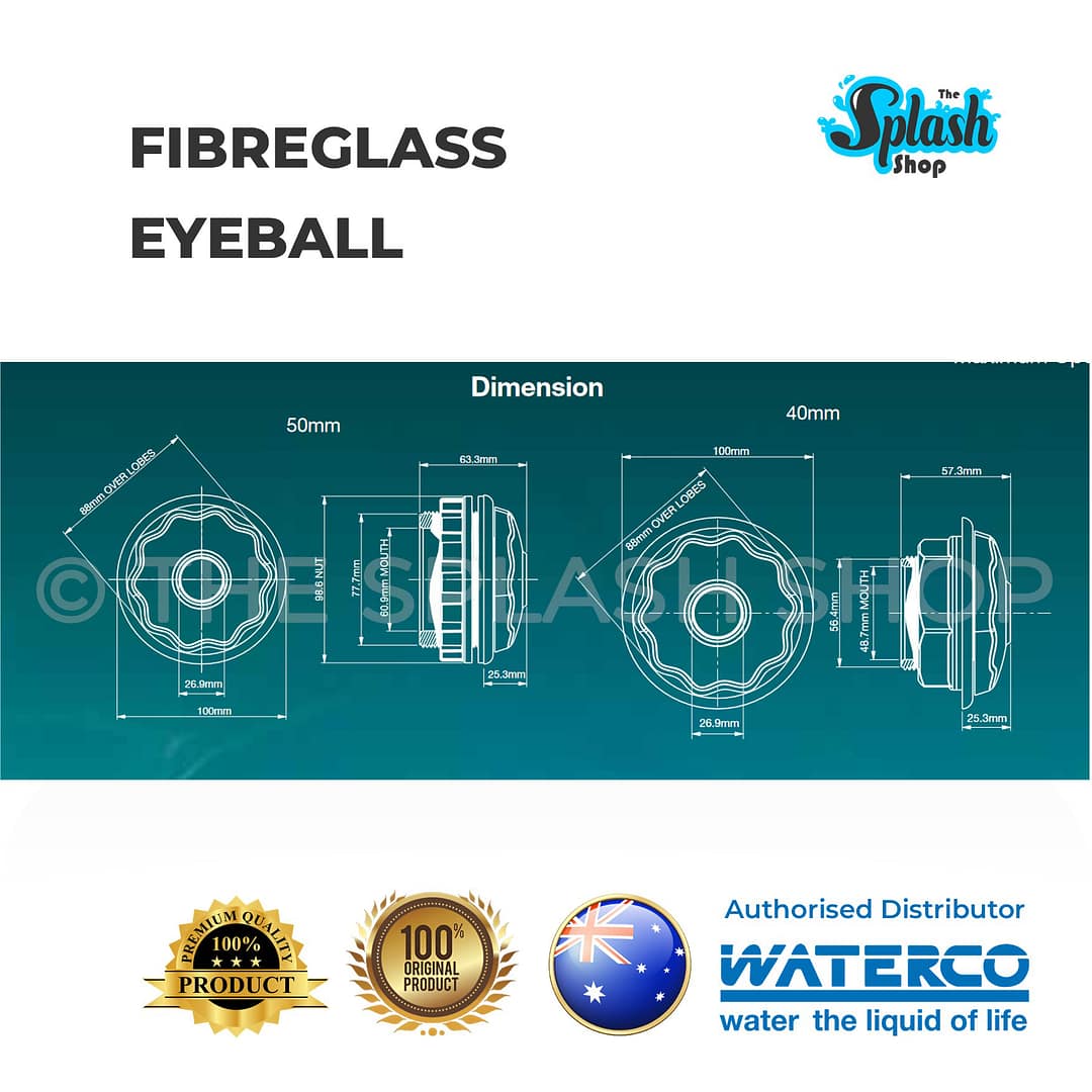 WATERCO Eyeball Wall Inlet for Fibreglass Pool - 40mm